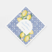 アーチ形 イタリアン レモン ブルー タイル ブライダル シャワー スタンダードランチョンナプキン (角)