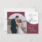 アーチ数々の写真エレガント書道ブルゴーニュ サンキューカード (正面)