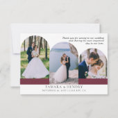 アーチ数々の写真エレガント書道ブルゴーニュ サンキューカード (裏面)