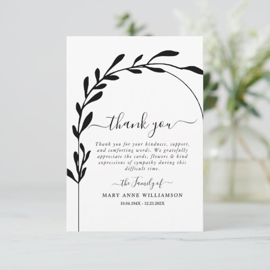アーチ文字スクリプト葬儀サンキューカード サンキューカード (スタンド正面)