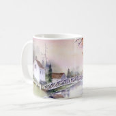 アーチ橋ニューイングランド水の色絵画の コーヒーマグカップ (正面左)
