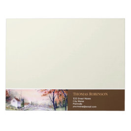 アーチ橋ニューイングランド水の色絵画の ノートパッド