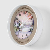 アーチ橋ニューイングランド秋の水色 壁時計 (傾斜)