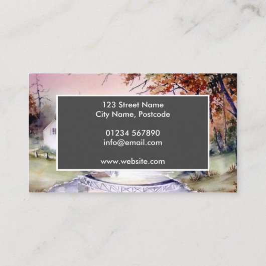 アーチ橋ニューイングランド風景水彩 名刺 (裏面)