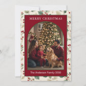 アーチ状のレッドホーリー入りカスタム5枚写真クリスマスカード シーズンカード (正面)