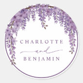 アーチ状の藤の枝の花園ウェディング ラウンドシール (正面)
