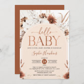 アーチ男女兼用ボモダンホフローラベビーシャワー 招待状 (正面/裏面)