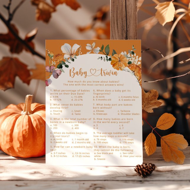 アーチ秋カボチャベビートリビア赤ちゃんシャワーゲーム (クリエイターアップロード済み)