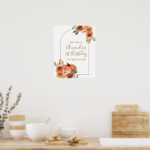 アーチ素朴テラコッタ1stバースデーウェルカムサイン ポスター (キッチン)