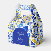 アーチ素朴ブルーイエローホワイトタイル結婚ズ フェイバーボックス (裏面サイド)