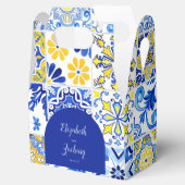 アーチ素朴ブルーイエローホワイトタイル結婚ズ フェイバーボックス (オープン)