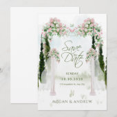 アーチ結婚ーフローラガーデンの審美的な水色 セーブザデート (正面/裏面)