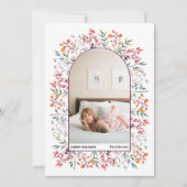 アーチ葉ーとベリーのバーガンディのクリスマスフォト シーズンカード (正面)