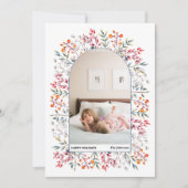 アーチ葉ーとベリー埃の多い青いクリスマス写真 シーズンカード (正面)