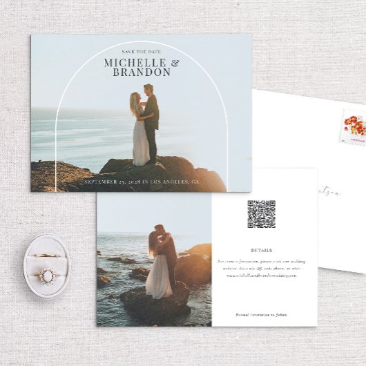 アーチ詳細フルフォト洗練された日付を保存 セーブザデート