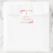 アーチ金ゴールドグリッターピンクフローラファースト聖餐式 スクエアシール (バッグ)