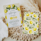 アーチ イエロー レモン メイン スクイーズ 1歳 誕生日 招待状