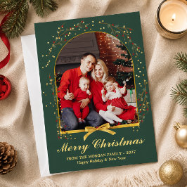 アーチ ゴールド グリーン リボン 4枚 写真 クリスマス ホリデー