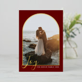 アーチ スクリプト 喜び 赤 垂直 リアル 箔シーズンカード (立ち正面)