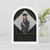 アーチ タッセル ミニマリスト フレーム フォト 卒業式 招待状 (スタンド正面)