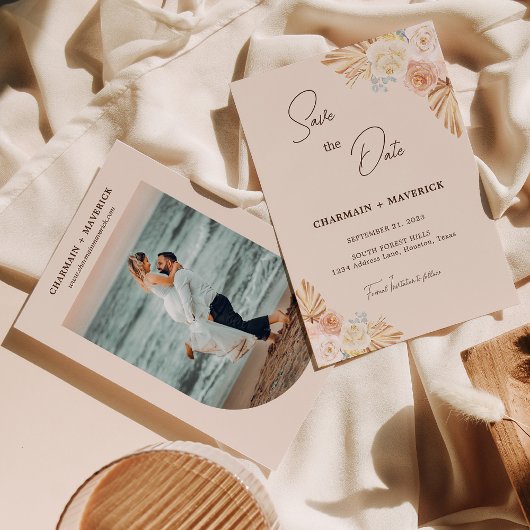 アーチ ボーホー パンパス ドライ グラス セーブザデート