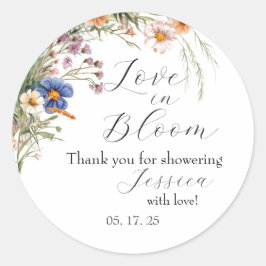 アーチ ワイルドフラワー「Love in Bloom」 ブライダルシャワーの招待状 ラウンドシール