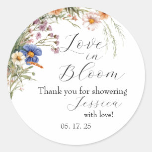 アーチ ワイルドフラワー「Love in Bloom」 ブライダルシャワーの招待状 ラウンドシール