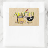 アーッ！海賊の宝物、オウム&アイパッチ 長方形シール (バッグ)