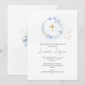 アーツアップ エレガント H2 ダスティーブルー ローズ 洗礼 招待状 (正面/裏面)