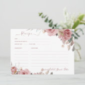 アーツアップ H2 ダスティピンクのバラ ブライダルシャワー レシピ 招待状 (スタンド正面)