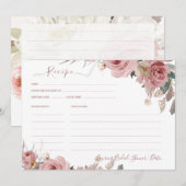 アーツアップ H2 ダスティピンクのバラ ブライダルシャワー レシピ 招待状 (正面/裏面)