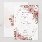 アーツアップ H2 ダスティピンク ローズ ブライダルシャワー 招待状 (正面/裏面)