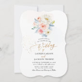 アーツアップ H2 ダスティーブルー ブラッシュピンク ボタニカル 招待状 (正面)