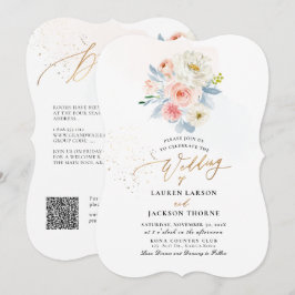 アーツアップ H2 ダスティーブルー ブラッシュピンク ボタニカル 招待状