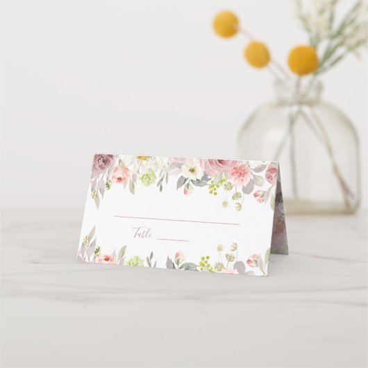 アーツアップ H2 ダスティ ピンク ローズ ブライダル シャワー プレイスカード (正面)