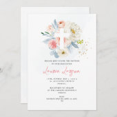 アーツアプリ エレガント H2 パステルピンクのバラ 洗礼 招待状 (正面/裏面)