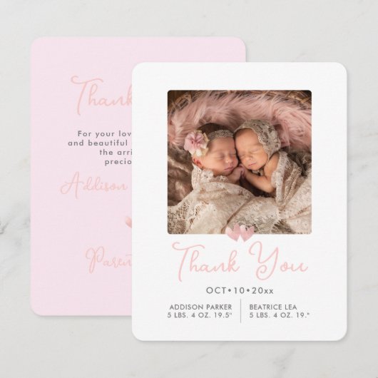 アーツアプリ ツインズシャワー 感謝+出産発表 招待状 (正面/裏面)