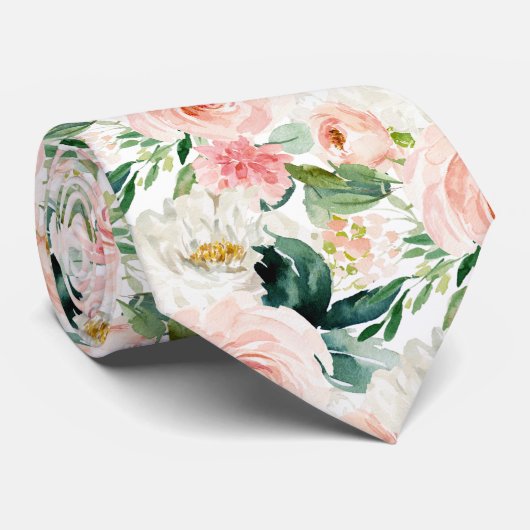 アーツアプリ H2  ブッシュ ピンクのバラのウェディング ネクタイ (ロール)