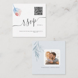 アーツアプリQRコード招待状 水彩 フラッシュ ピンク ローズ ノートカード