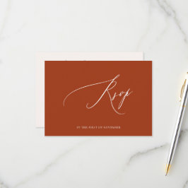 アーツアプ エレガントなテラコッタの招待状 Luxe カリグラフィー 出欠カード