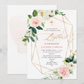 アーツアプ エレガント H2 淡いピンクのバラ 洗礼 招待状 (正面/裏面)
