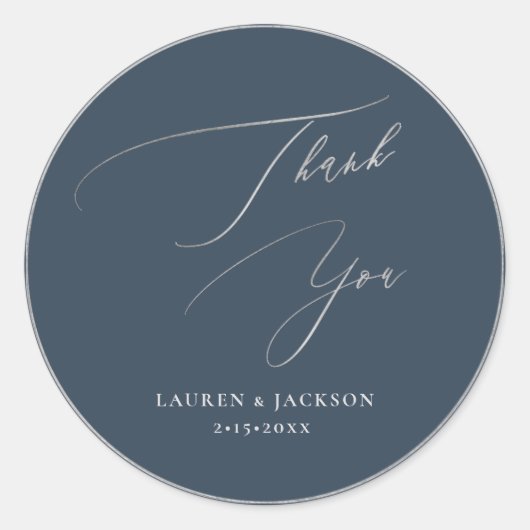 アーツアプ シルバー カリグラフィー サンクス DIY カラー ラウンドシール (正面)