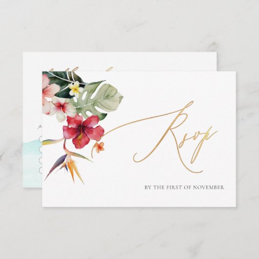 アーツアプ パラダイス ショア フェイク ゴールド カリグラフィー 出欠カード (正面/裏面)