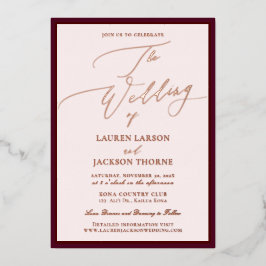 アーツアプ ルクセ カリグラフィー バーガンディ ローズゴールド 箔招待状