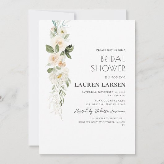 アーツアプ H2 アルバスター クリーム ローズと葉 招待状 (正面)