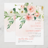 アーツアプ H2 フレッシュピンク ローズ ダスティーブルー 葉 招待状 (正面/裏面)