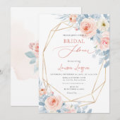 アーツアプ H2 ブッシュ ピンク ローズ ブライダル シャワー 招待状 (正面/裏面)