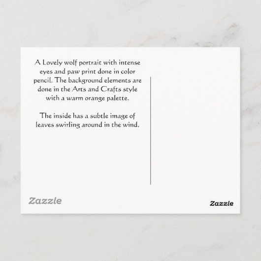 アーツアンドクラフツウルフ ポストカード (裏面)