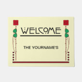 アーツアンドクラフツスタイルパーソナライズされた歓迎 ドアマット (正面)