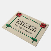 アーツアンドクラフツスタイルパーソナライズされた歓迎 ドアマット (アングル)